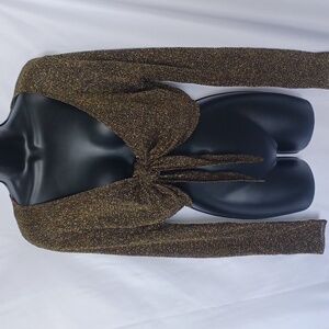 Cejon Accessories Inc. Bolero, front tie, gold thread, NWT, sz L